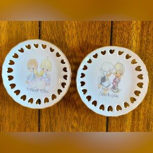 “3 Precious Moments: 2 Plates & Bell with Gold Trims”